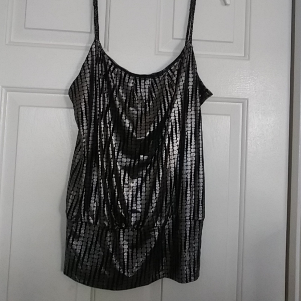 Metallic silver evening tops